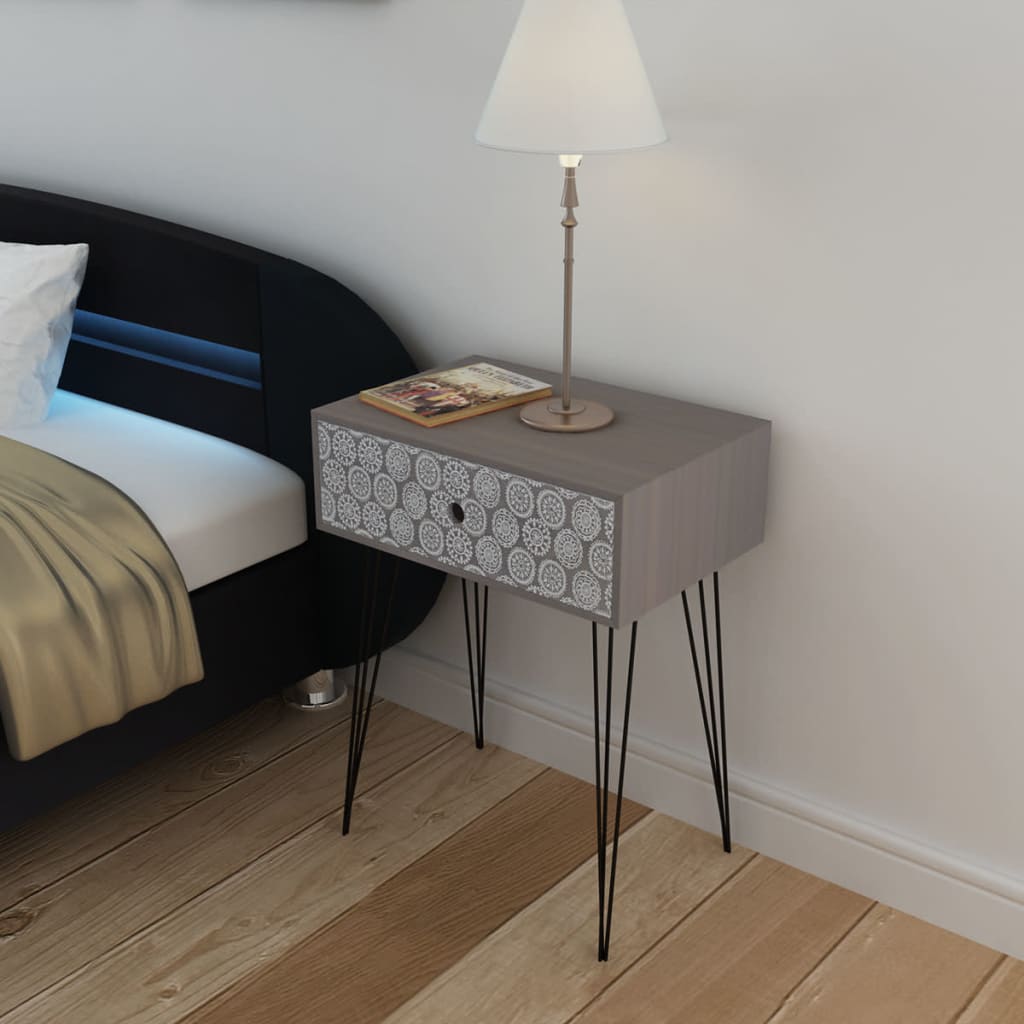 Berkfield Nightstand with 1 Drawer Rectangular Grey