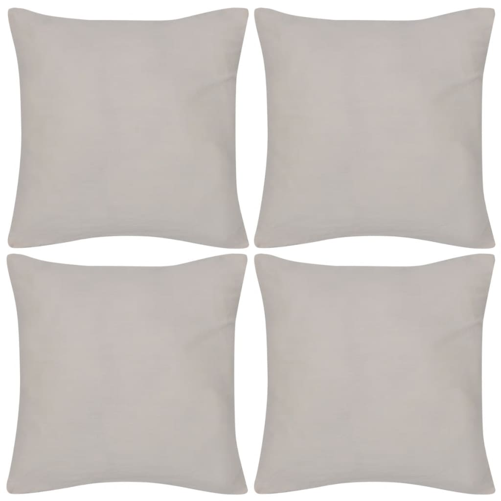 4 Beige Cushion Covers Cotton 80 x 80 cm