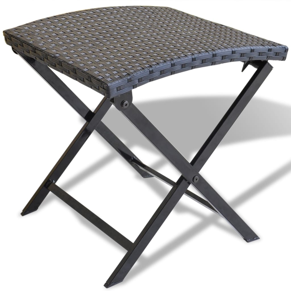 Berkfield Folding Stool Poly Rattan Black