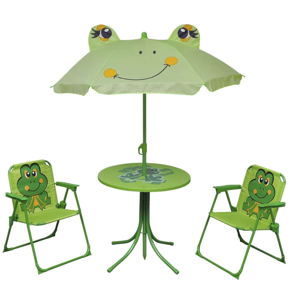 Berkfield 3 Piece Kids' Garden Bistro Set with Parasol Green