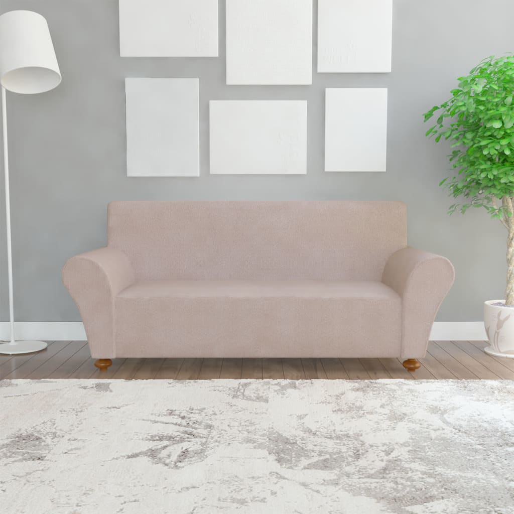 Berkfield Stretch Couch Slipcover Beige Polyester Jersey
