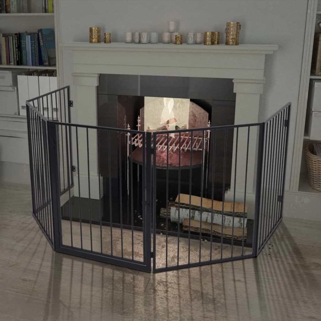 Berkfield Pet Fireplace Fence Steel Black