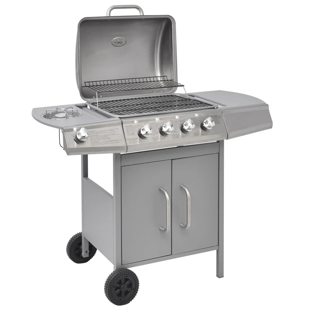 Berkfield Gas Barbecue Grill 4+1 Cooking Zone Silver