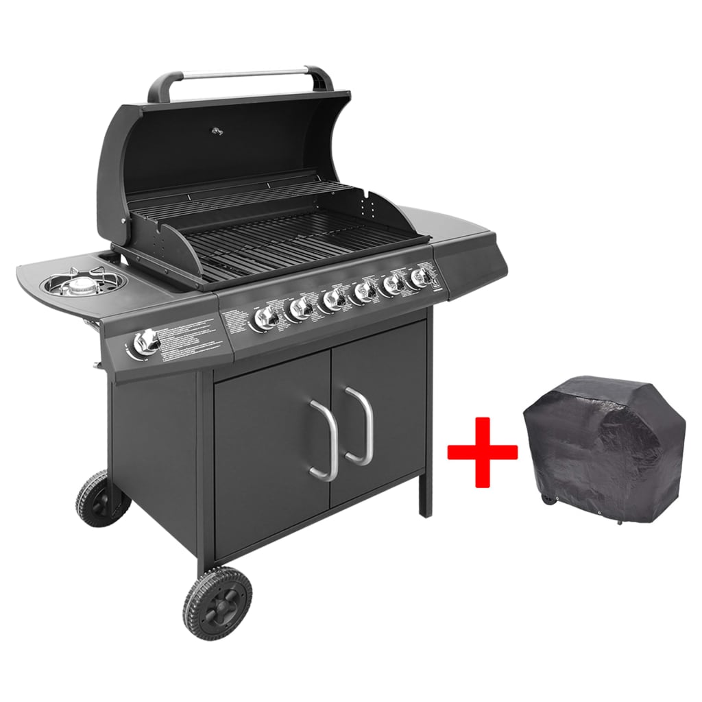 Berkfield Gas Barbecue Grill 6+1 Cooking Zone Black