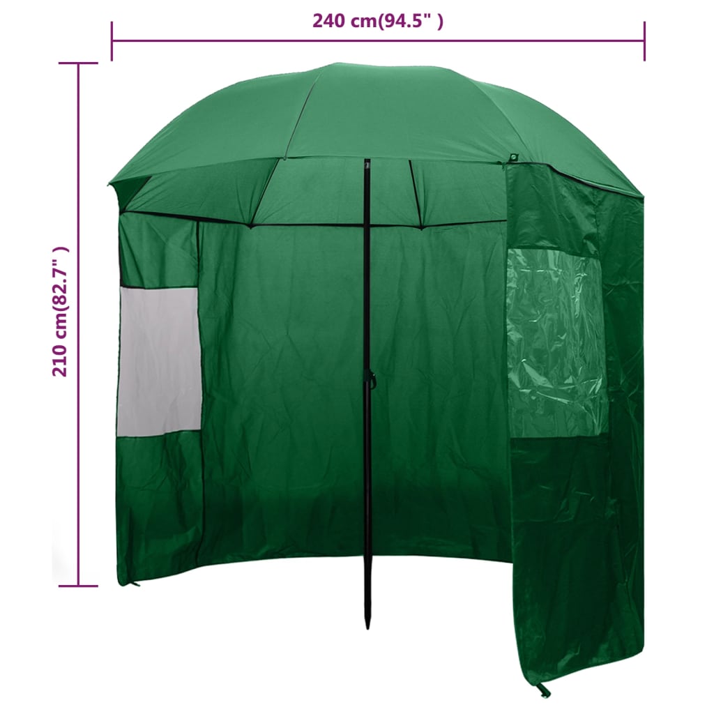 Berkfield Fishing Umbrella Green 240x210 cm