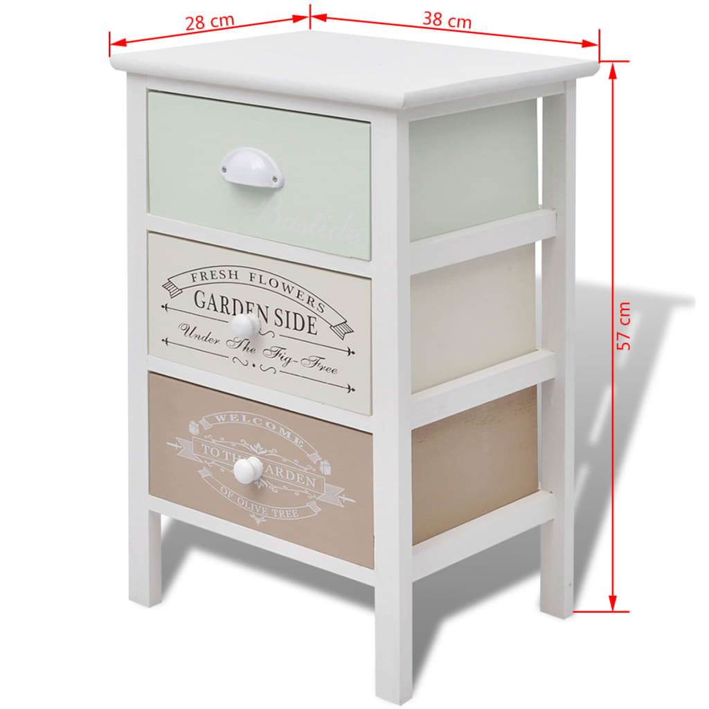 Berkfield French Storage Cabinet 3 Drawers Wood