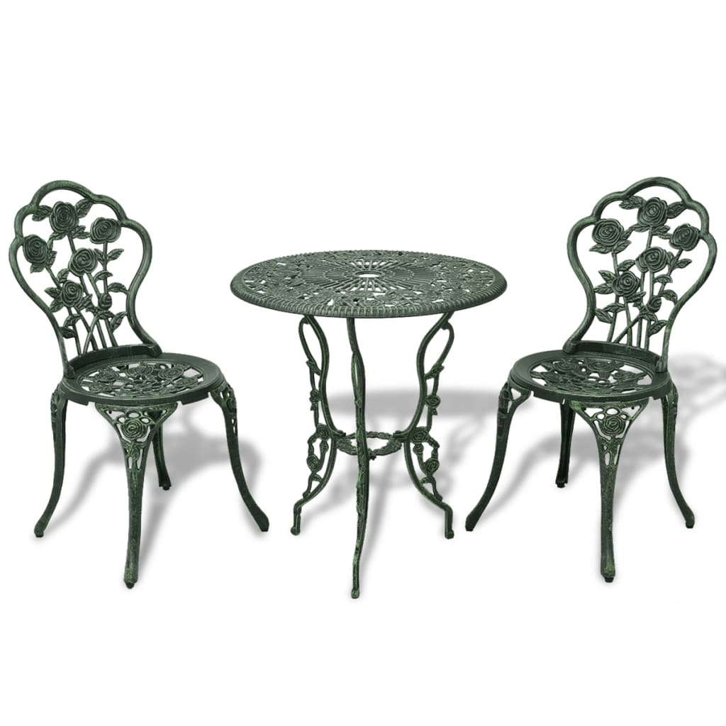 Berkfield 3 Piece Bistro Set Cast Aluminium Green