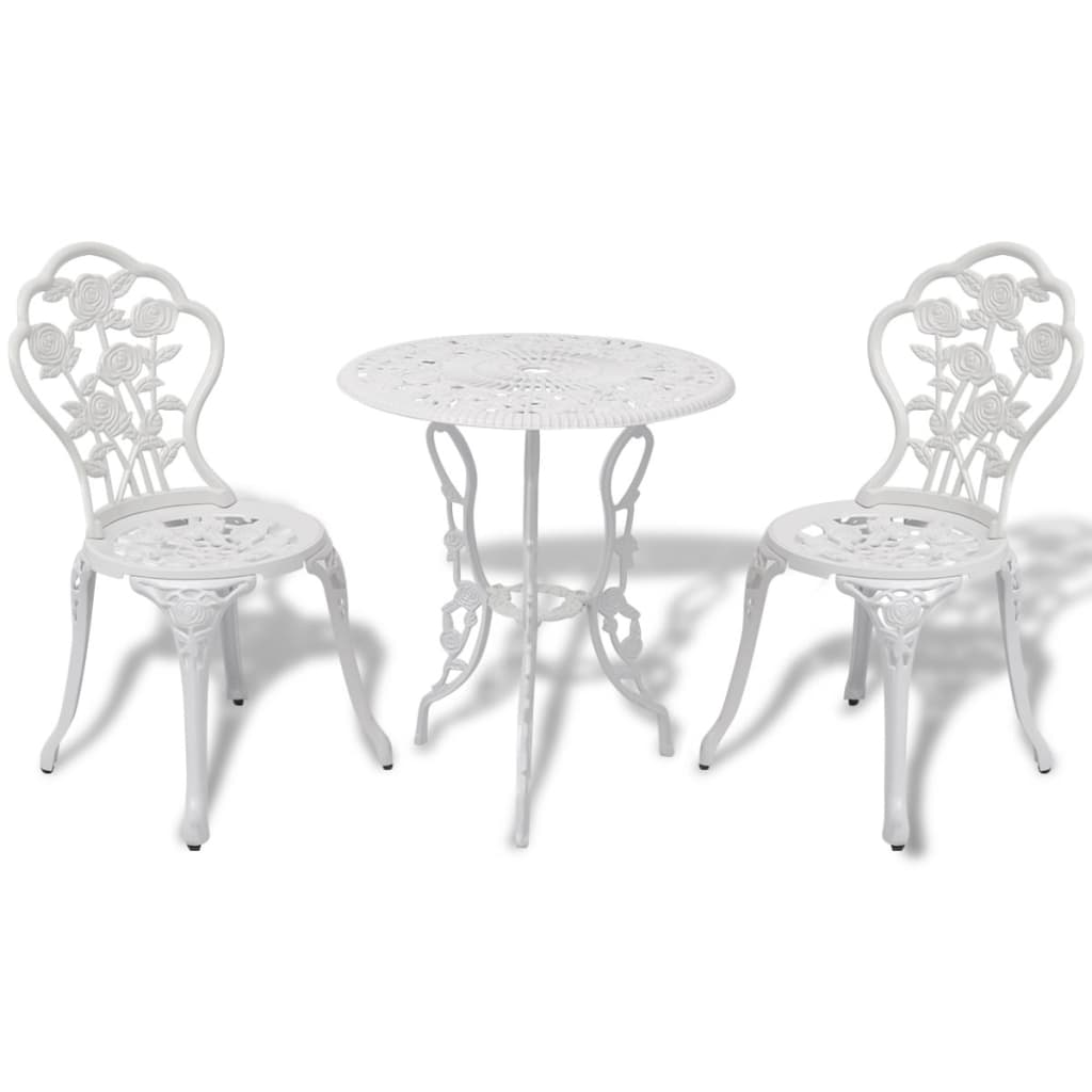 Berkfield 3 Piece Bistro Set Cast Aluminium White