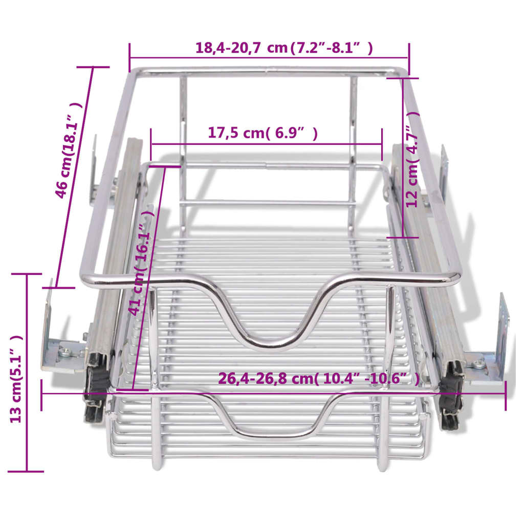 Berkfield Pull-Out Wire Baskets 2 pcs Silver 300 mm