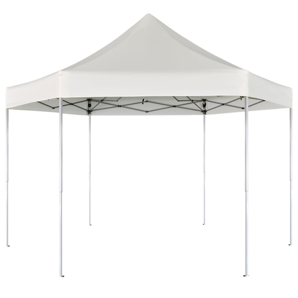 Berkfield Hexagonal Pop-Up Foldable Marquee Cream White 3.6x3.1 m