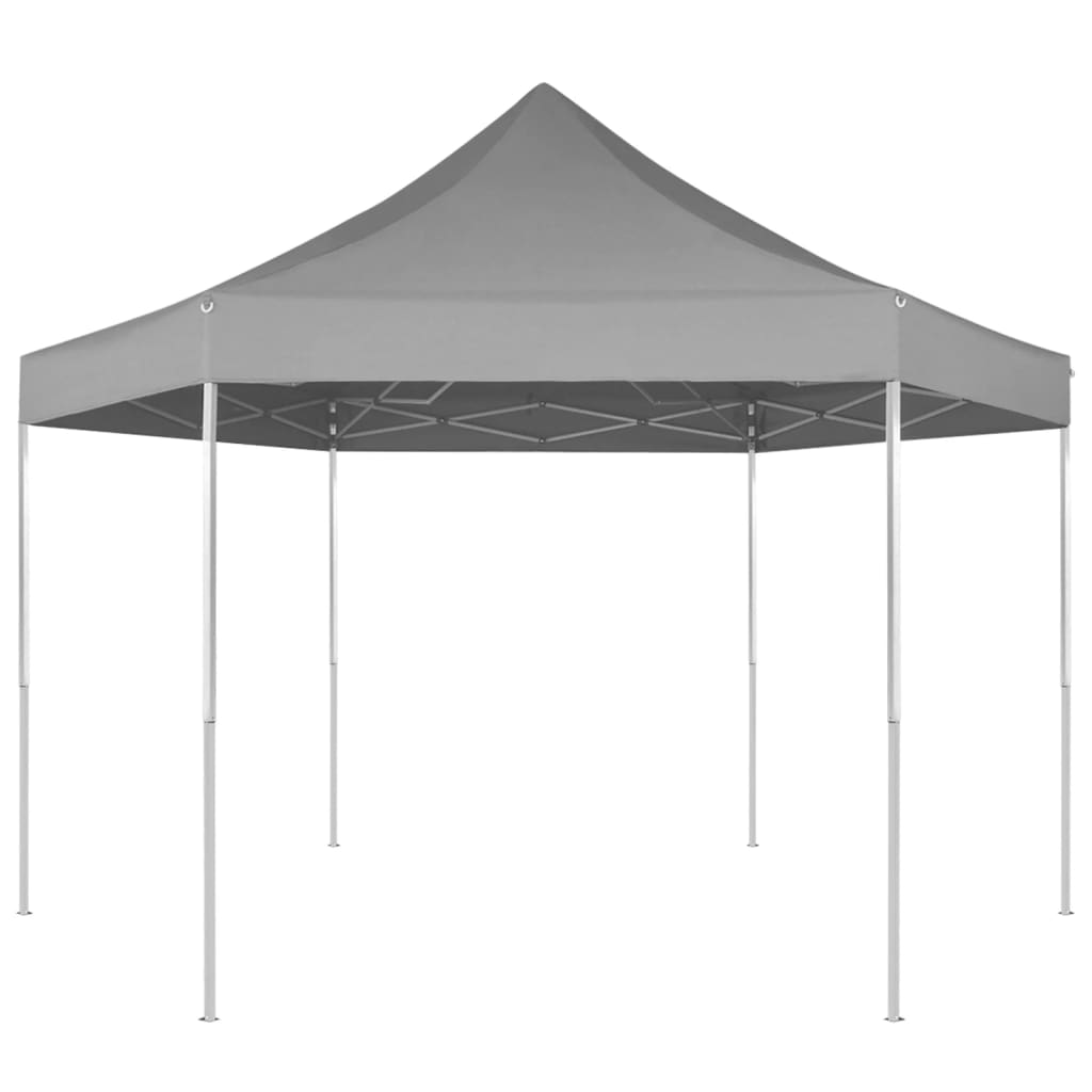 Berkfield Hexagonal Pop-Up Foldable Marquee Grey 3.6x3.1 m