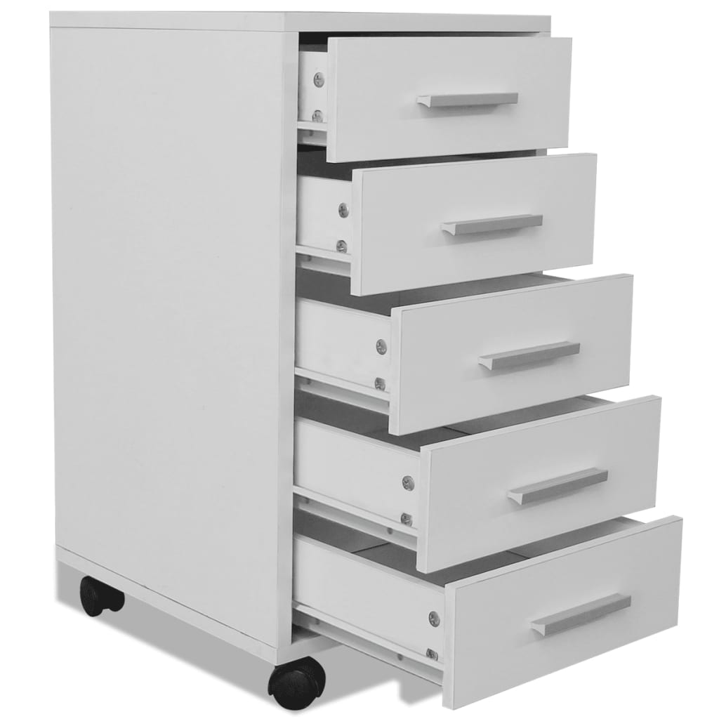 Berkfield Office Drawer Unit with Castors 5 Drawers White