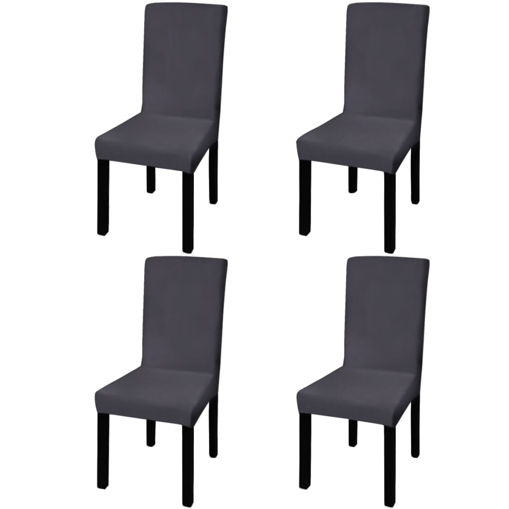 Berkfield Straight Stretchable Chair Cover 4 pcs Anthracite