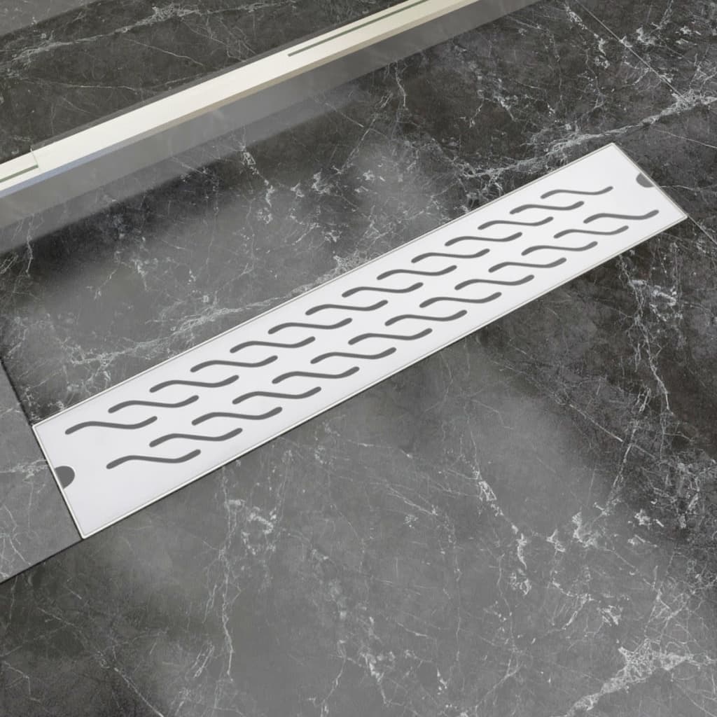 Berkfield Linear Shower Drain Wave 630x140 mm Stainless Steel