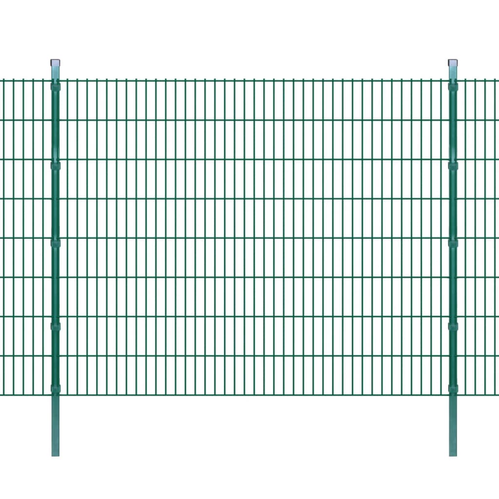 Berkfield 2D Garden Fence Panels & Posts 2008x1630 mm 8 m Green