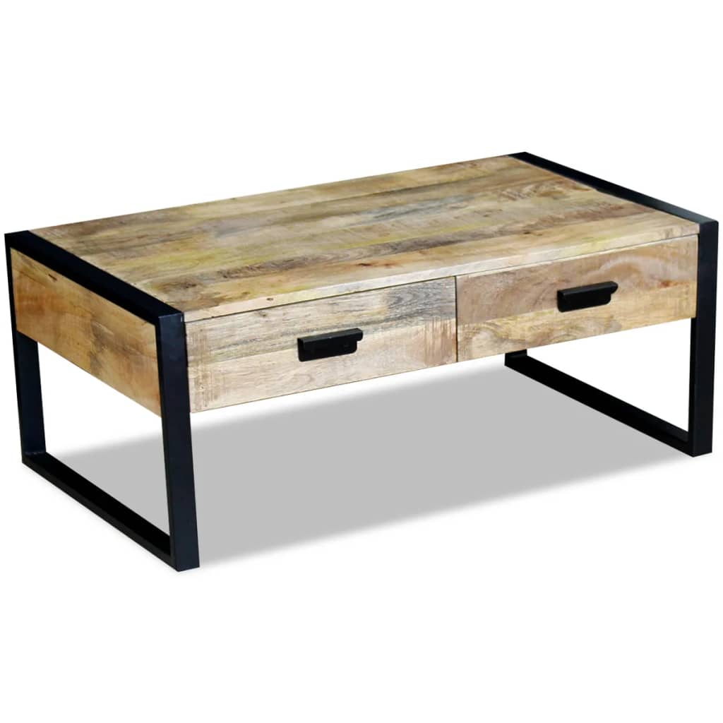 Berkfield Coffee Table with 2 Drawers Solid Mango Wood 100x60x40 cm