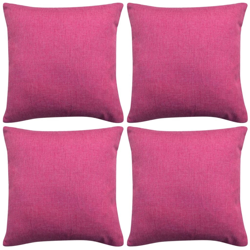 Berkfield Cushion Covers 4 pcs Linen-look Pink 80x80 cm