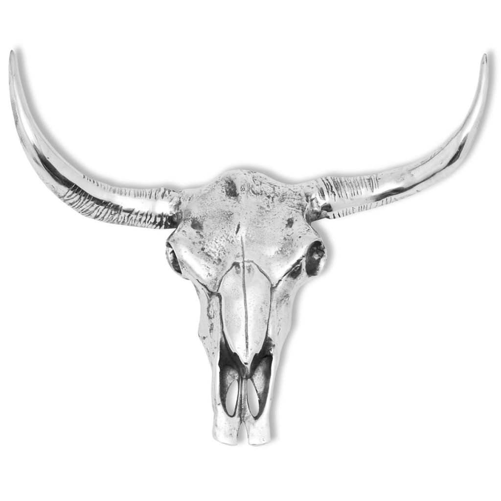 Berkfield Skull Head Decoration Wall-Mounted Aluminium Silver