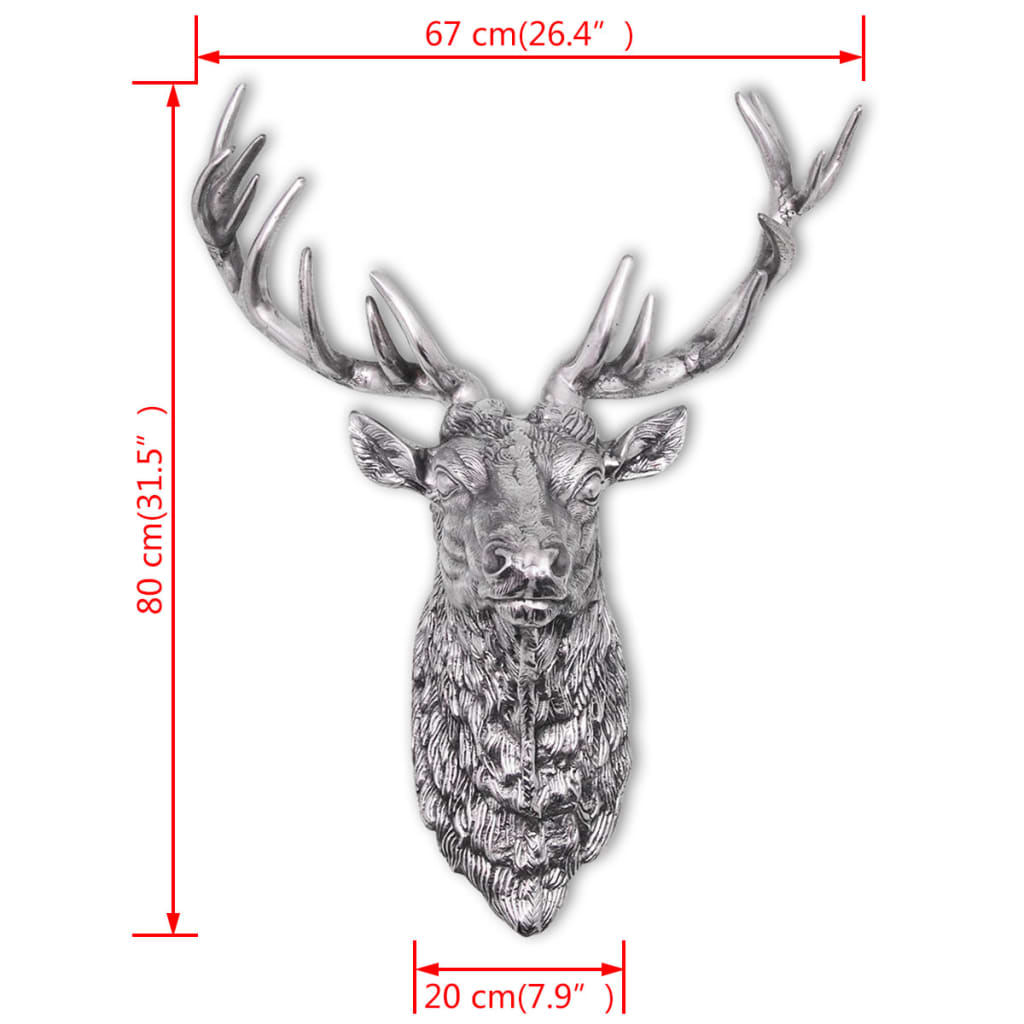 Berkfield Deer Head Decoration Wall-Mounted Aluminium Silver