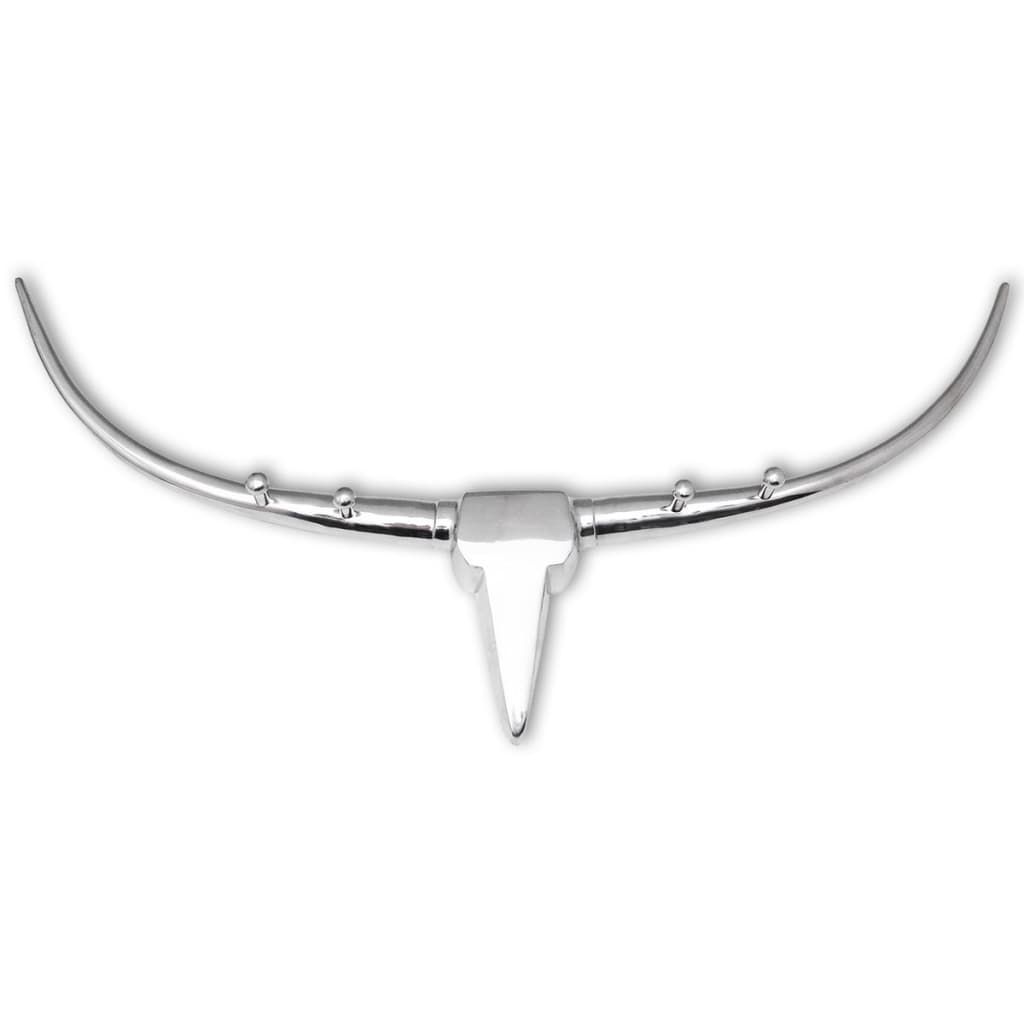 Berkfield Bull Head Decoration with Pegs Wall-Mounted Aluminium Silver