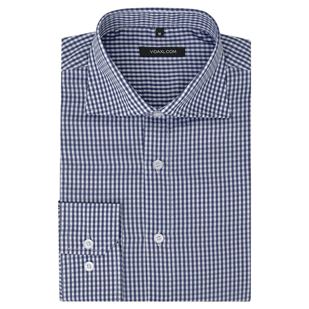 Berkfield Men's Business Shirt White and Navy Check Size XXL