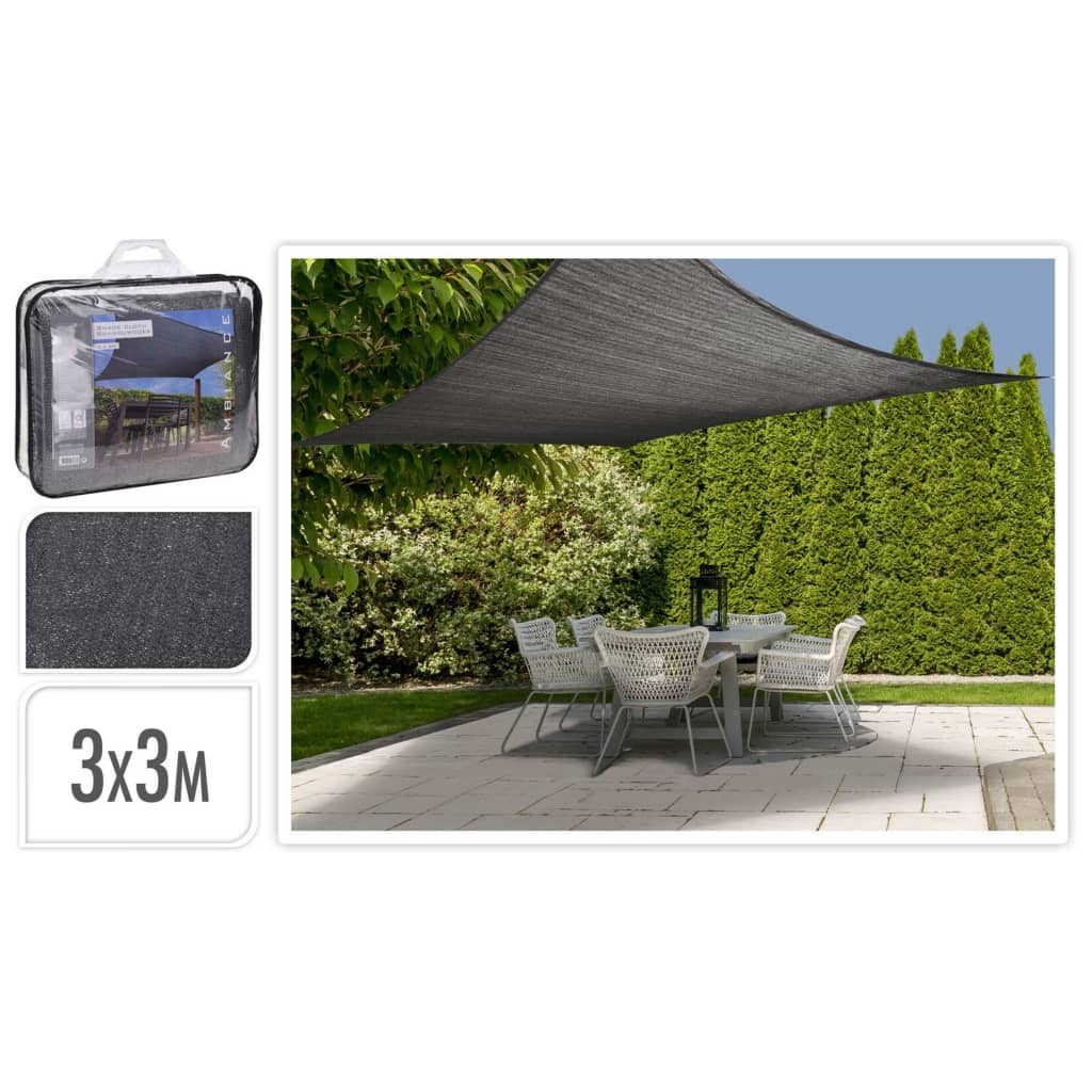 ProGarden Shade Cloth Square Dark Grey 3x3 m