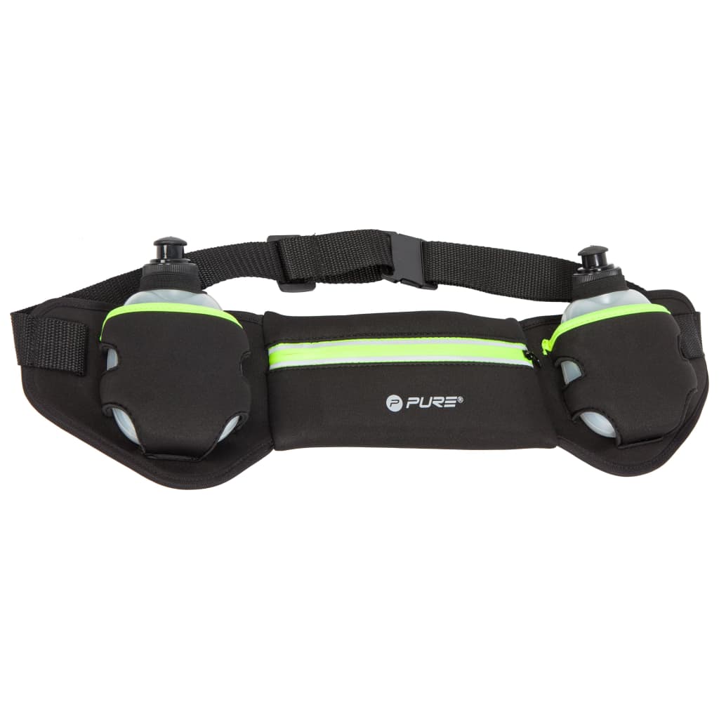 Pure2Improve Running Belt with 2 Bottles Black and Yellow