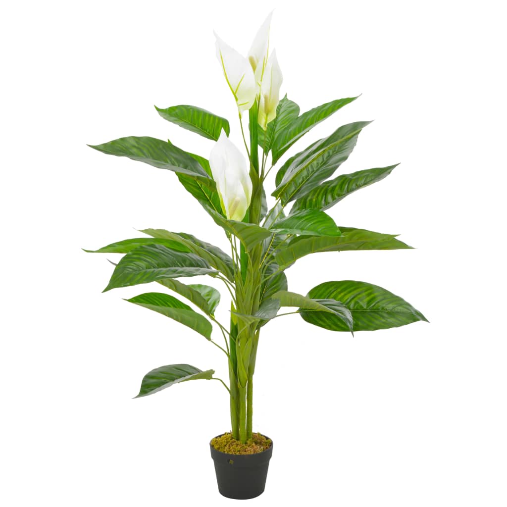Berkfield Artificial Plant Anthurium with Pot White 115 cm