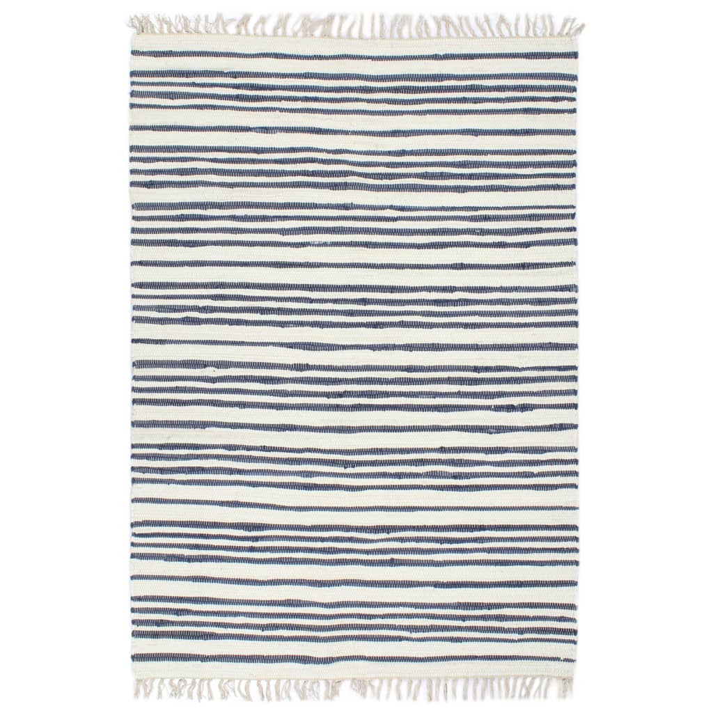 Berkfield Hand-woven Chindi Rug Cotton 200x290 cm Blue and White