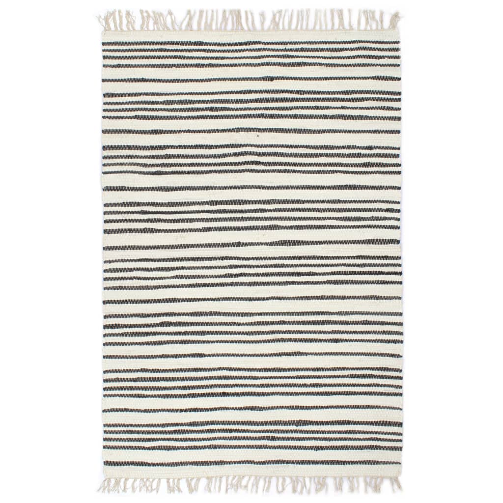 Berkfield Hand-woven Chindi Rug Cotton 80x160 cm Anthracite and White