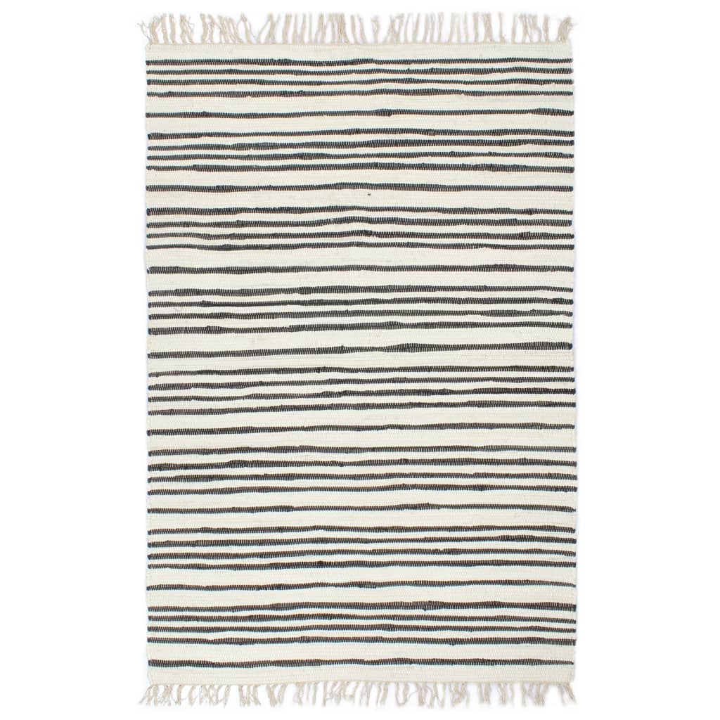 Berkfield Hand-woven Chindi Rug Cotton 120x170 cm Anthracite and White