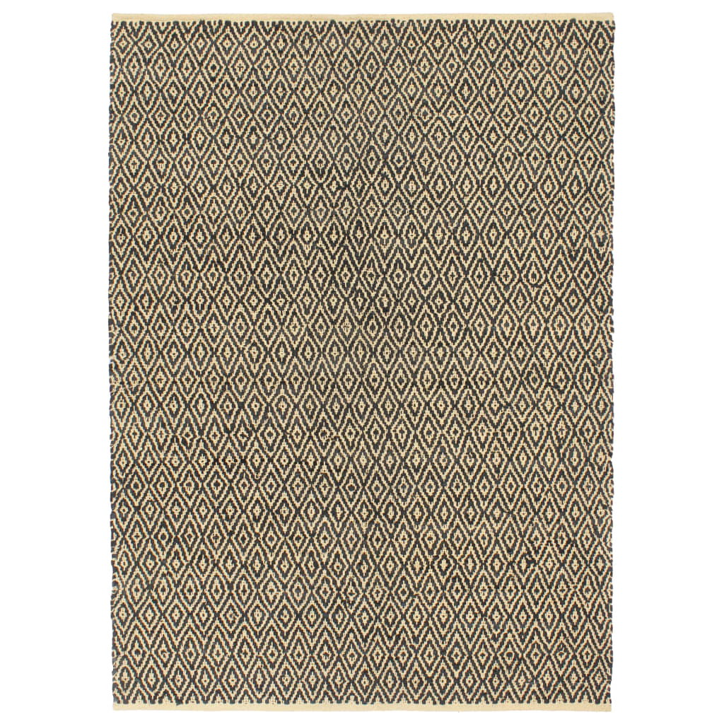 Berkfield Hand-woven Chindi Rug Leather Cotton 120x170 cm Black