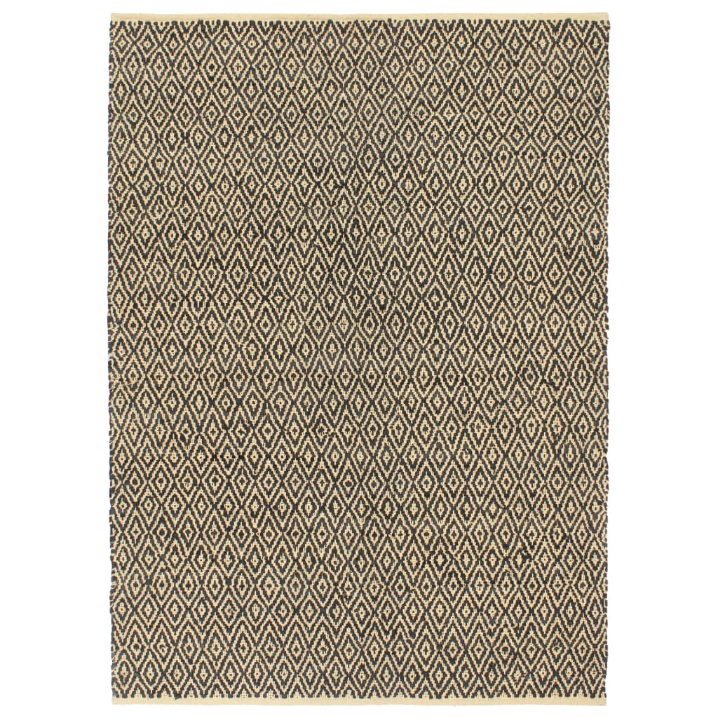 Berkfield Hand-woven Chindi Rug Leather Cotton 160x230 cm Black