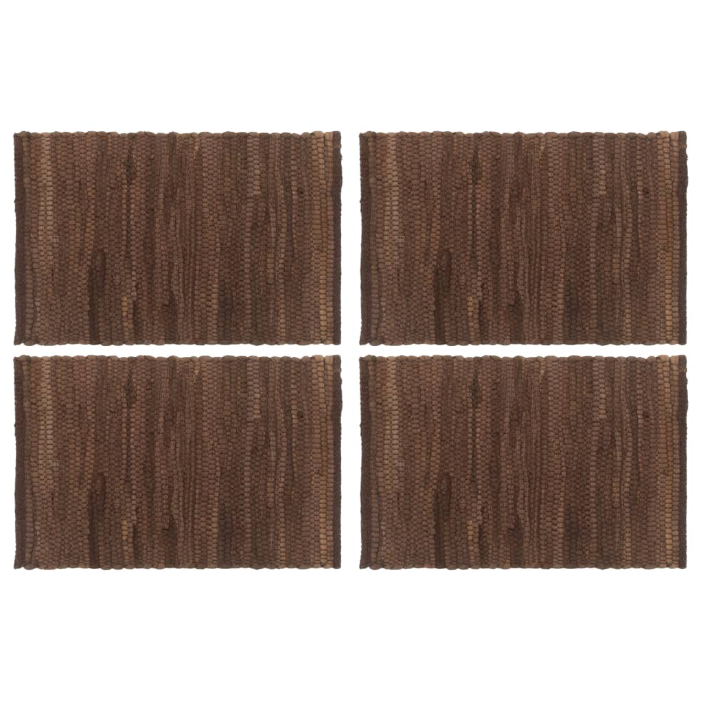 Berkfield Placemats 4 pcs Chindi Plain Brown 30x45 cm Cotton