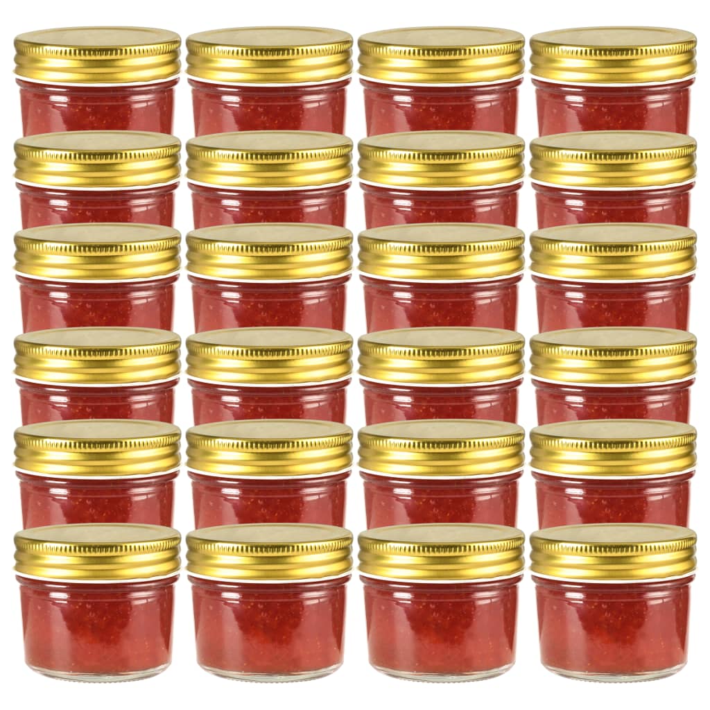 Berkfield Glass Jam Jars with Gold Lids 24 pcs 110 ml
