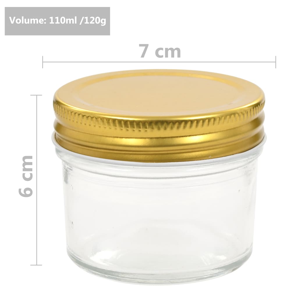Berkfield Glass Jam Jars with Gold Lid 48 pcs 110 ml