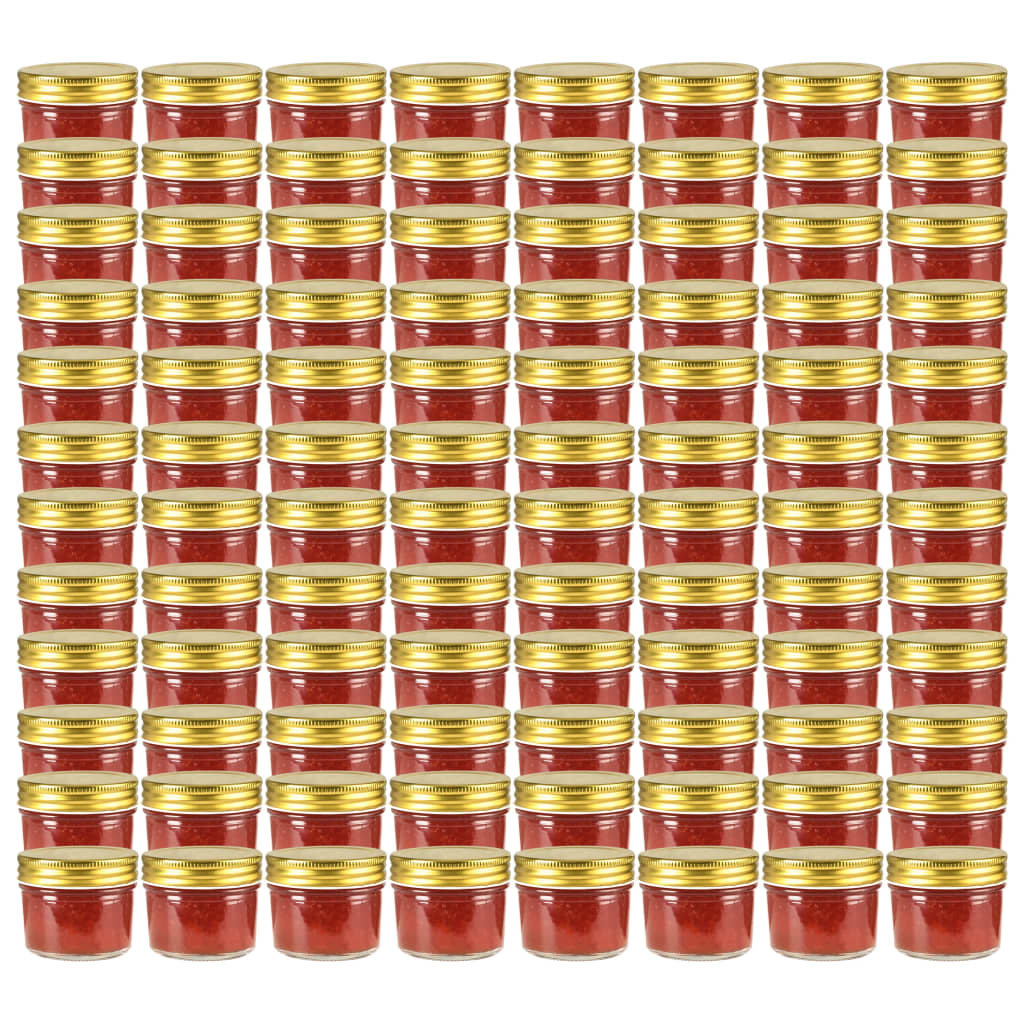 Berkfield Glass Jam Jars with Gold Lid 96 pcs 110 ml