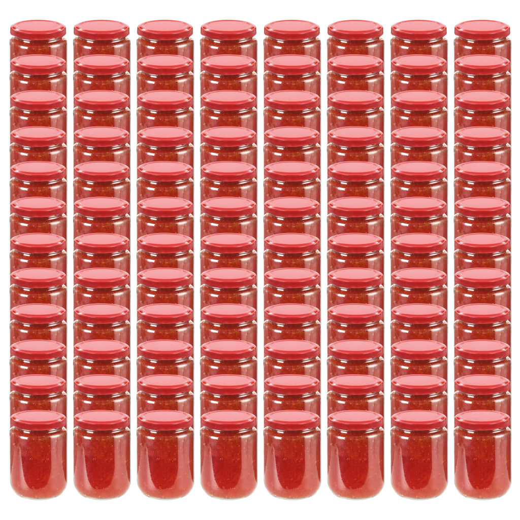 Berkfield Glass Jam Jars with Red Lid 96 pcs 230 ml