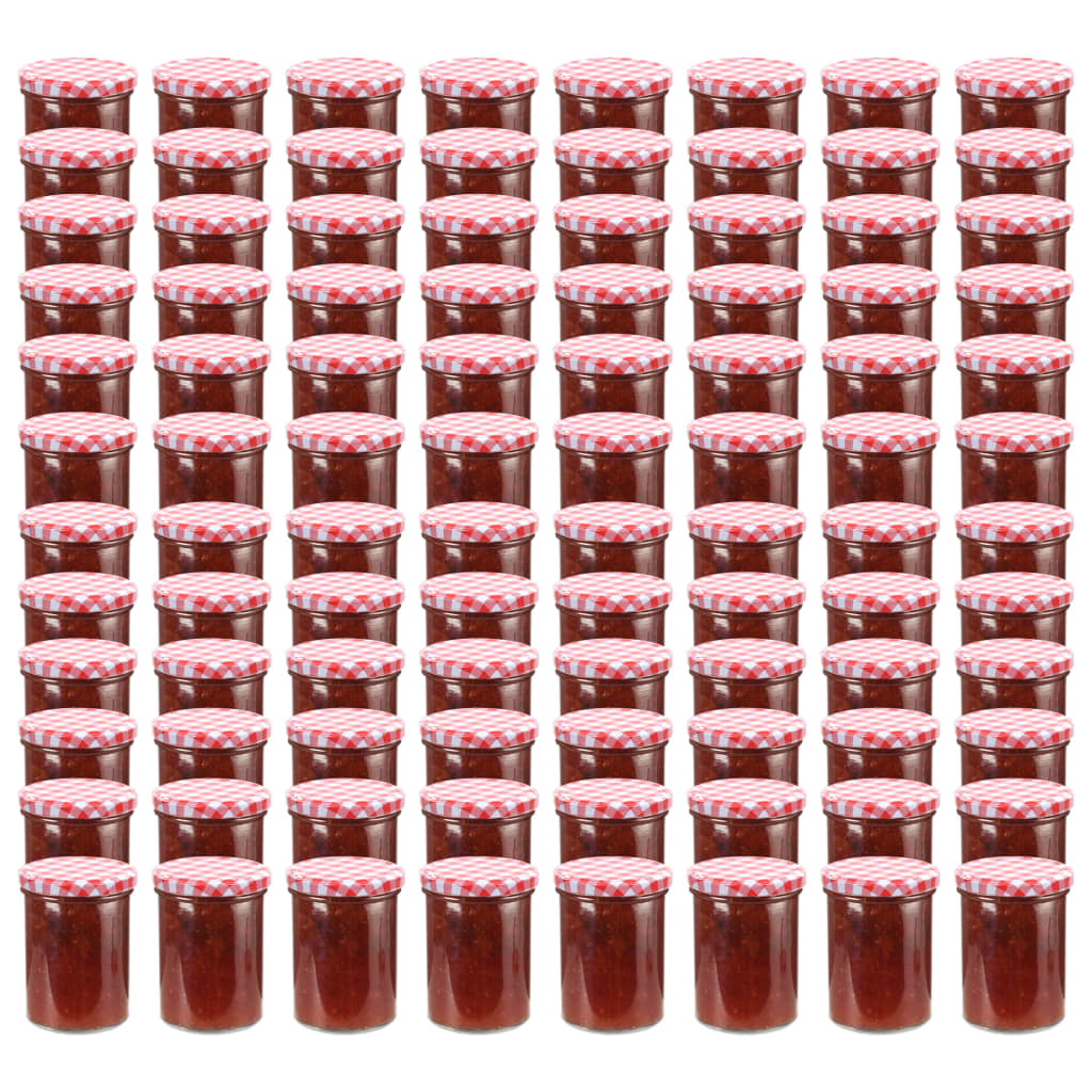 Berkfield Glass Jam Jars with White and Red Lid 96 pcs 400 ml