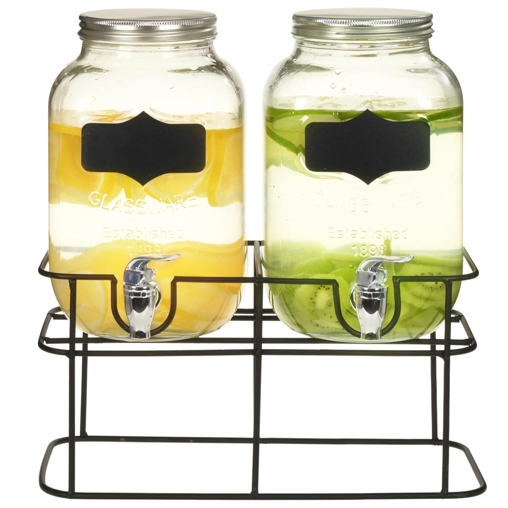 Berkfield Beverage Dispensers 2 pcs with Stand 2 x 4 L Glass