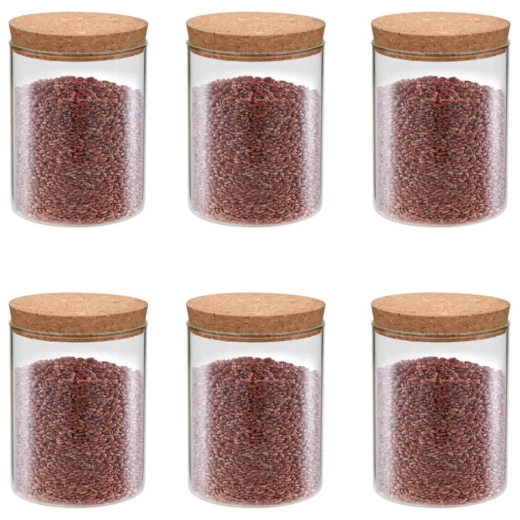Berkfield Storage Glass Jars with Cork Lid 6 pcs 650 ml