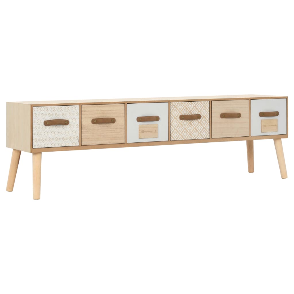 Berkfield TV Cabinet with 6 Drawers 130x30x40 cm Solid Pinewood