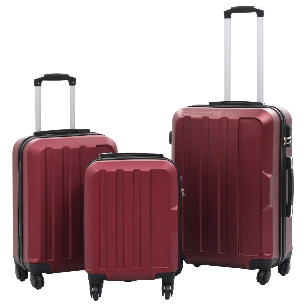 Berkfield Hardcase Trolley Set 3 pcs Wine Red ABS