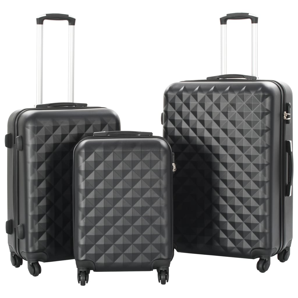 Berkfield Hardcase Trolley Set 3 pcs Black ABS
