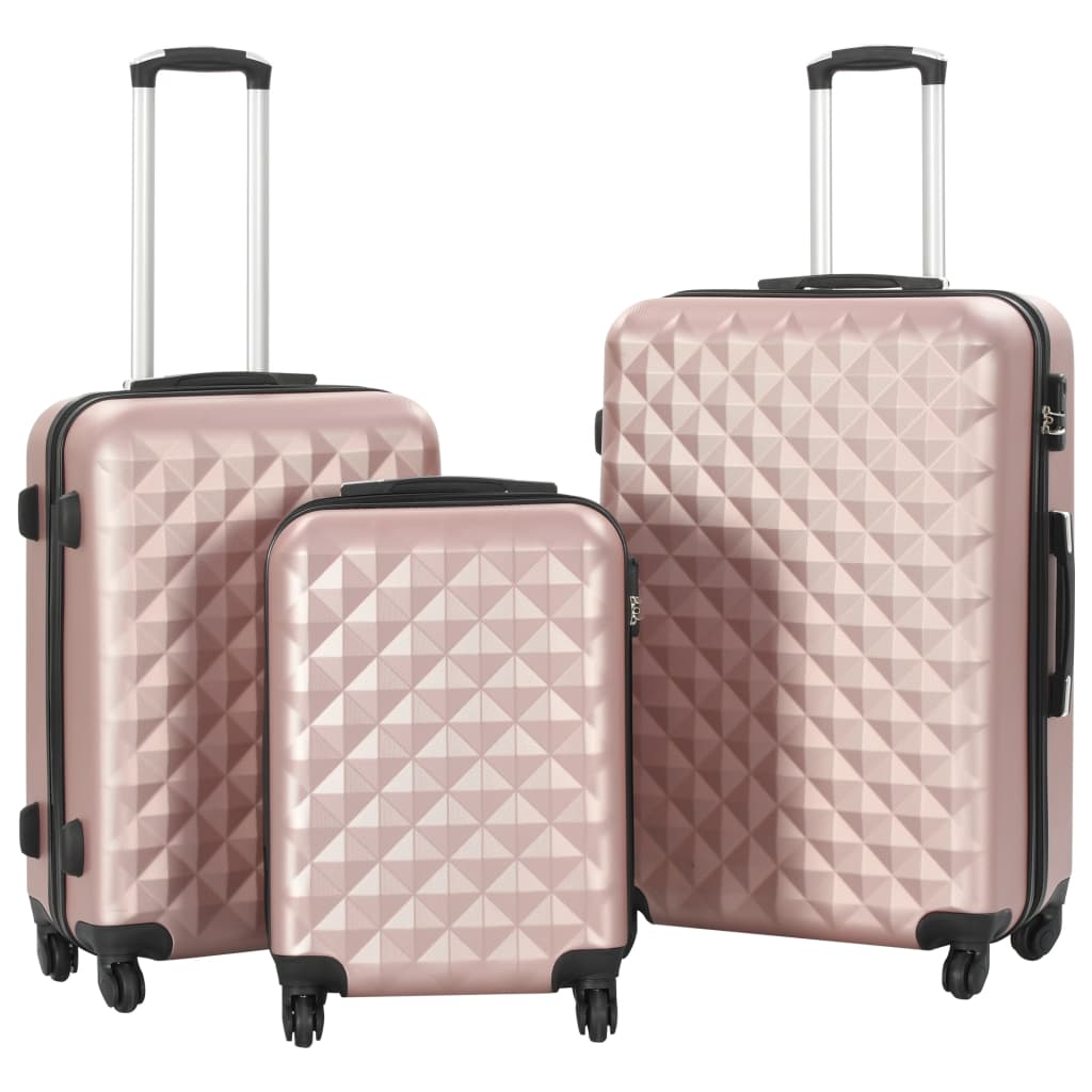 Berkfield Hardcase Trolley Set 3 pcs Rose Gold ABS