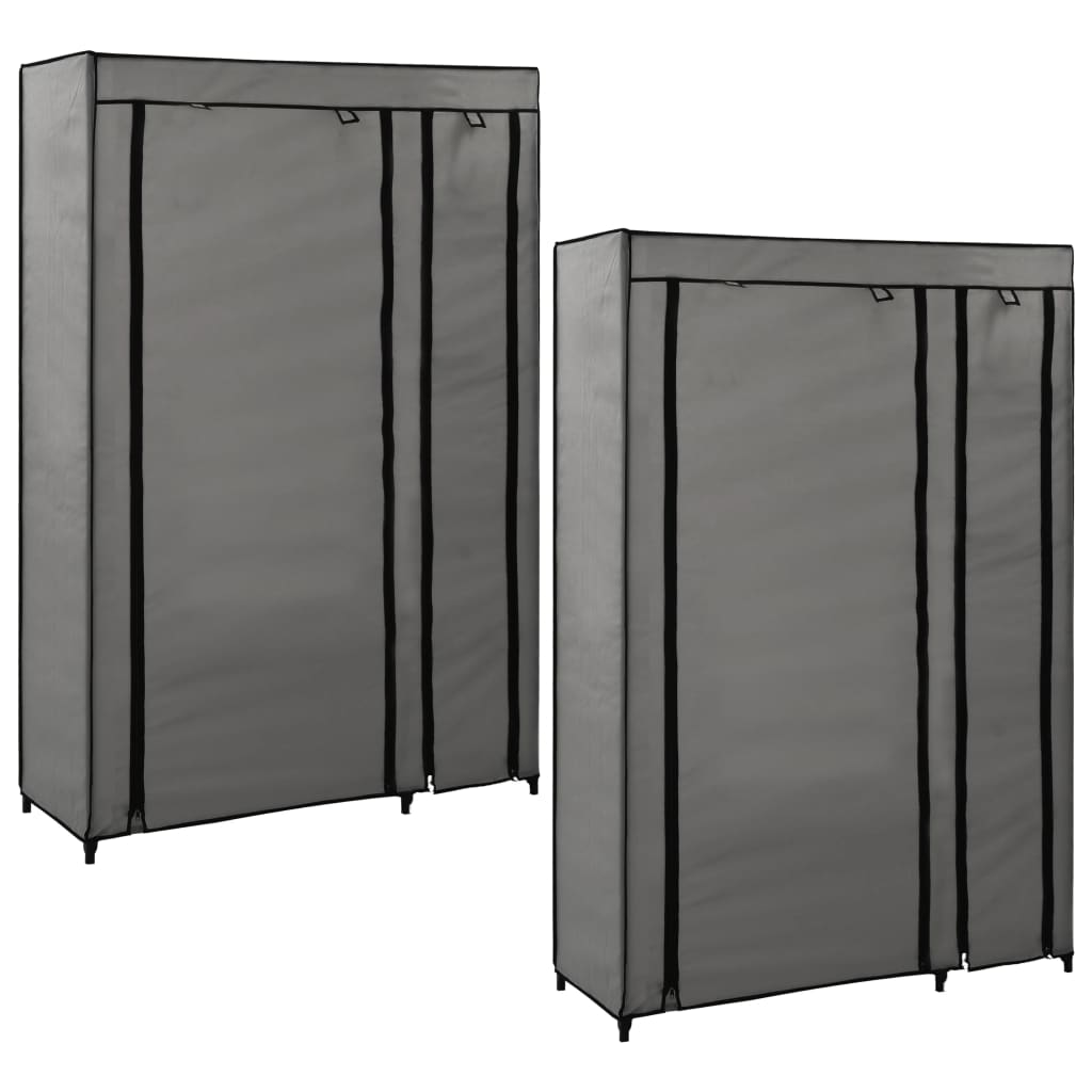 Berkfield Folding Wardrobes 2 pcs Grey 110x45x175 cm Fabric