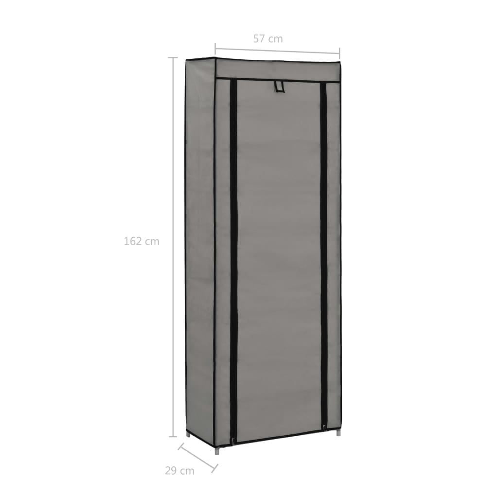 Berkfield Shoe Cabinet with Cover Grey 57x29x162 cm Fabric