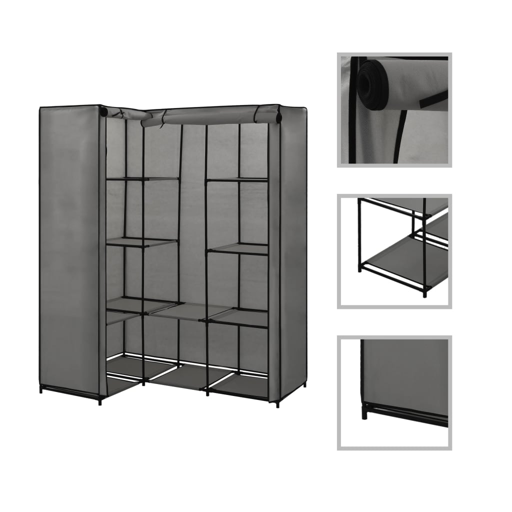Berkfield Corner Wardrobe Grey 130x87x169 cm
