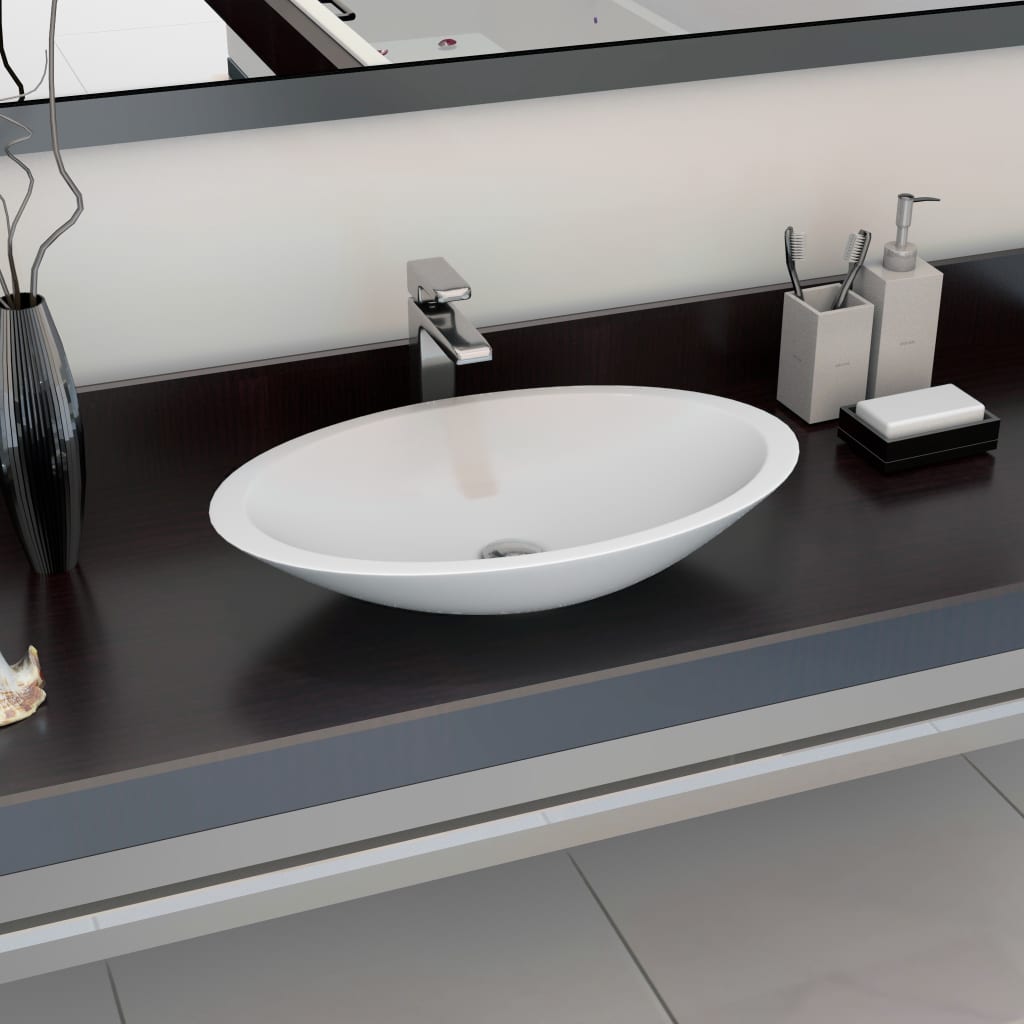 Berkfield Wash Basin 59.3x35.1x10.7 cm Mineral Cast/Marble Cast White