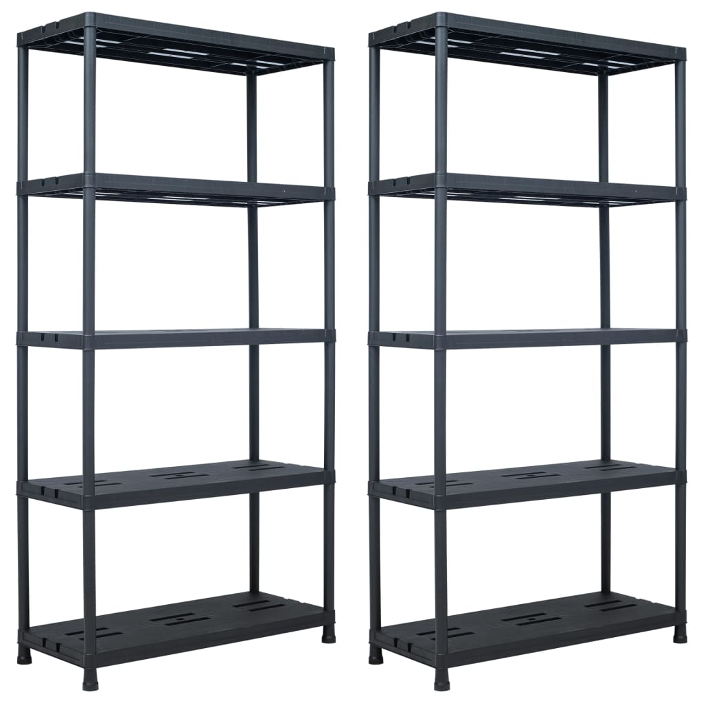 Berkfield Storage Shelf Racks 2 pcs Black 260 kg 90x40x180 cm Plastic